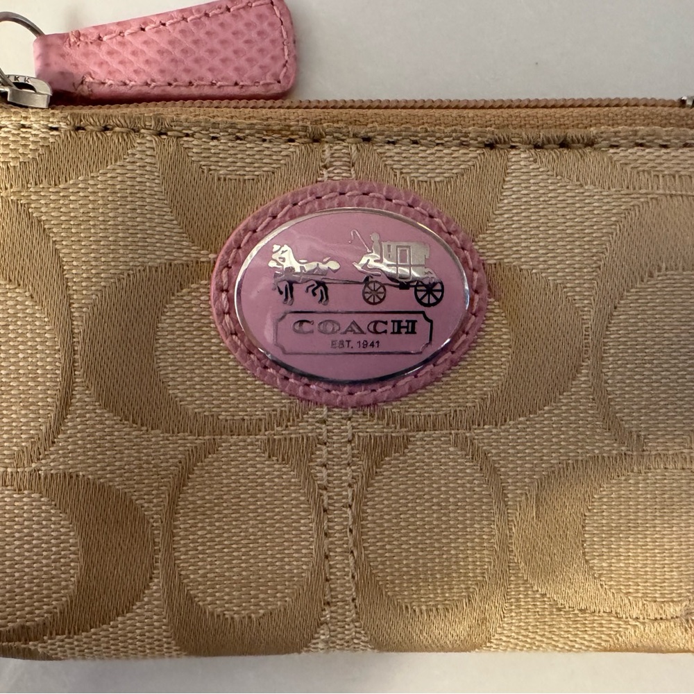 Coach Pink and Beige Wristlet